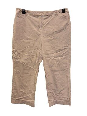 Ann Taylor Womens Beige Crop Pants Size 14 Cotton Blend Casual Wear